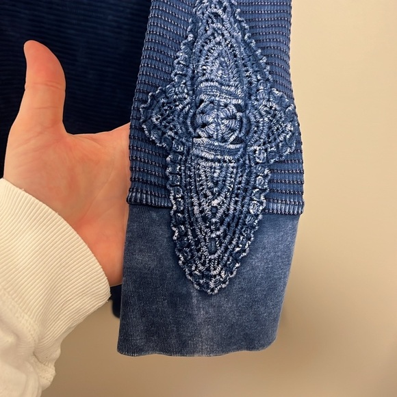 able the label Blue Waffle Knit Boho Faded T-Shirt Dress Size XL Embroidered - Picture 3 of 10